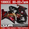 Suzuki K2 GSXR-1000 GSXR 1000 CC GSXR1000 00 01 02 BODY 155NO.53 GSX R1000 GSX-R1000 2001 2002 2002 1000CC 00-02注射金型フェアリング赤色炎blk