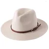 Berets Wide Brim Panama Straw Hat Summer Ladies Outdoor Sun Shade White Belt Woven Jazz Top