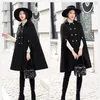 Women's Jackets Autumn Winter Cloak Cape Imitate Woolen Coat Women Fashion Long Office Double-Breasted Shawl Wool Jacket Female Overcoat