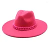 Boinas de 8,5 cm de rosa vermelho chapéus fedora homens casuais mulheres moda feltro
