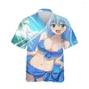 Casual shirts voor heren Jumeast 3d bikini anime mannen shirt zoet schattig meisje baggy kleding zomer korte mouw voor streetwear blouses tops