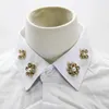 Bow slipsar sitonjwly vit skjorta falska krage blommiga pärlor lapel löstagbar falsk krage för kvinnor vintage tröja faux col kvinnlig nack slips