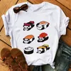 Kvinnors T-skjortor Puppy Sushi Graphic Print T-shirt Kvinnor Harajuku Estetiska vita toppar Casual Tshirt 2022 Summer Fashion Female Shirt