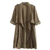 Women s Plus Size Outerwear Coat Clothing Trench Coat Autumn Loose Casual Drawstring Waist Solid Color Long 305 220922