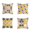 Almohada simple amarillo gris cubierta geométrica para sofá silla sofá cama decoración