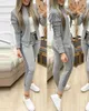 Kvinnors tv￥bitar byxor Set Woman 2 Pieces Trouser Suits Picks Jacket Pants Tracksuit Women Patchwork Sportwear Casual Female Jogging Plus Size XL 220922