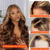 Lace Wigs Highlight Human Hair Body Wave Ombre Brazilian 30 Inch Full T Part For Women Honey Blonde Front 220921