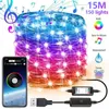 Strisce LED Filo di rame Starry Fairy Lights Alimentato tramite USB 150 String Bluetooth APP Control Christmas Twink Lamps