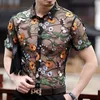 Męskie koszule przezroczyste męskie seksowne kwiatowe hafty koronkowe impreza luksusowa chemise z długim rękawem homme patrz przez Camisa Hombre 220922