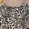 Roupas conjuntos de crianças crianças meninas menina de outono roupas de leopardo tops calças de calças