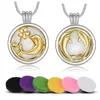 Pendant Necklaces Eudora 20mm Two Dauphin & Flower Necklace Round Perfume Locket Essential Oils Diffuser Aroma DIY Jewelry