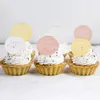 Świąteczne zapasy 5pcs Rose Gold Silver Circror Mirror Topper Acryl Acryl Birthday Cupcake Insert Karta do dekoracji deserów imprezowych