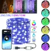 Strips LED Koperdraad Starry Fairy Lights USB Powered 150 String Bluetooth App Control Christmas Twinkle Lampen