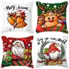 Kuddefodral Happy Year 2023 God juldekorationer för Home Santa Elk Sofa Ornament Cushion Cover 45x45cm