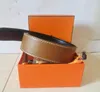 Modedesigner Brands Belt Mens Luxury Belt för män Kvinna Midjeband 10 Style Läder Högkvalitativ läder 3,6 cm Orange Box