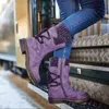 Stövlar 2022 Kvinnor Stövlar Vinter Mid-Calf Boot Shoes Ladies Fashion High Suede Warm Botas Zapatos de Mujer Y2209