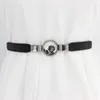 Belts Rose Flower Cummerbunds Skirt Decorations Hollowed Female Elastic Waistband Thin Cummerbund PU Leather