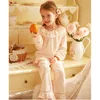 Pyjamas Spring Autumn Kid Sleepwear Girl S Cotton Pink Long Sleeve Pyjama Set Toddler Baby Ruffle Pyjamas Set S￶ta barnkl￤der 220922