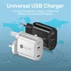 Universal Fast Quick Chargers 40W 듀얼 PD USB-C Type C 벽 충전기 EU 미국 영국 AC 여행 어댑터 iPad 에어 iPhone 12 13 X XR Samsung Tablet PC HTC Android 폰