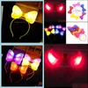 Décoration de fête 5/10 Pcs Led Corne Bandeau Mticolor Boucles D'oreilles Lumineuses Arc Accessoires De Cheveux De Mariage Propparty Drop Delivery 202 Mxhome Dhons