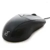 Mice Pure Black 3 Buttons Ergonomic LED Wired Scroll Wheel Optical PS/2 Mouse For PC Laptop Computer