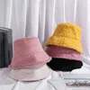 Kadınlar kuzu yün kova şapka Japon kızlar açık spor balıkçı kapağı bayanlar için gündelik kışlık sıcak panama şapka