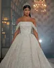 Luxurious Shiny Wedding Dress Custom Made Strapless Off The Shoulder Crystal Ball Gown Long Train Princess Bridal Dresses