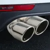 Car Bent Dual Exhaust Tip 3 Inch ID Inlet Rolled Edge Slant Cut Stainless Steel Square End One Change Two Double