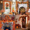 Dog Apparel 1020Leds Pumpkin Maple Leaves Light String Fall Garland Battery Powered Indoor Outdoor Garden Halloween Thanksgiving Home Decor 220921