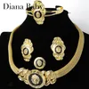 Diana Baby Jewelry Set 24K African Lion Head Accessories Earlace Neckleace Bracelet for Woman Hip Hop Gifts Party 220922