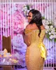 Arabe Aso Ebi Gold Mermaid Robes de bal Crystals Crystals de la soirée Fête formelle Deuxième réception Robes de fiançailles d'anniversaire Robe ZJ707 407