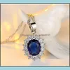 Pendant Necklaces Kate Princess Marriage Jewellery Set Oval Zircon Necklace Earrings Jewelry Sets C3 Drop Delivery 2021 N Dhseller2010 Dhoa6