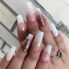 Valse nagels vlinder mooie meid nail art draagbare pers op nep tips met lijm volledige deksel acryl voor meisjes 24 stks/doos