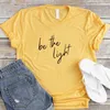 Camisetas femininas camisetas Jesus Top Graphic Tee Be The Light Shirt Feminino Roupas de verão Causa Camiseta cristã de algodão plus size