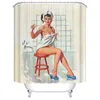 Shower Curtains Cartoon girl printed 3d bath curtains waterproof polyester fabric washable bathroom shower curtain screen with hooks accessories 220922