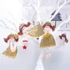 Dekoracje świąteczne 3pcs cekinowa spódnica koronna dziewczyna anioła lalka wiszące drzewo wiszące ornament dla imprezowych dzieci prezent