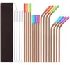 Stainless Steel Drinking Straws Portable Straight Metal Straw Brushes Silicone Mouth 16pcs Set