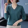 Women's Sweaters Casual Loose Plus Size 6XL Knitting Pullover Women Elegant V-neck Thin Sweater With Beading Korean Solid Color Knitted Tops