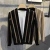 Men's Sweaters Men's Sweater 2022 Stylish Handsome England Striped Cardigan Slim Autumn And Winter Knitted Casual Thin Coat1