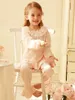 Pyjamas Spring Autumn Kid Sleepwear Girl S Cotton Pink Long Sleeve Pyjama Set Toddler Baby Ruffle Pyjamas Set S￶ta barnkl￤der 220922