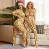 Grande taille 5XL femmes noël imprimé combinaisons Designer pyjama Onesies Sexy à manches longues maigre body barboteuses vêtements de nuit