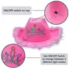 Bérets plume Cowgirls chapeau rose Western argent paillettes couronne fête accessoires de bal Cosplay jouer Halloween Costumes chute