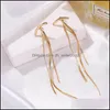 Dangle Chandelier Vintage Gold Color Bar Long Thread Tassel Drop Earrings For Women Girls Design Glossy Arc Geometric Dhseller2010 Dhlvw