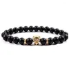 Strand 2023 Fashion Lion Bracciale Men Temperament Handmade 8mm Stone Beaded For Jewelry Gift