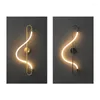 Lâmpada de parede Art Deco LED Minimalismo Notas Música Gold Black Lamps De Pared Light Decor Arandela Externa para Quarto