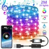 Strips LED Copper Wire Starry Fairy Lights USB Powered 150 String Bluetooth APP Control Christmas Twinkle Lamps