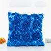 Pillow 3D Roses Wedding Decoration Luxury Satin Pillowcase Party Home Decor Sofa Car Waist Gifts 40 40CM