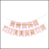 Dekoracja imprezy Nordic Happy Birthday Banner Triangle Ripple Holling Out Bunting Mtiple Flags Boys Girl Baby Shower Dostawy D MXHOME DH365