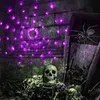 Dog Apparel Halloween Spider Web Lights with Black 8 Modes LED Cobweb Light Waterproof Purple Net for Party Yard Bar Haunted 220921