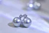 22092002 Diamondbox - Pearl Jewelry Earrings Ear Studs AU750 18K White Gold Akoya 8-9 Mm Round Rhinestone Zircronia Simple Gift Idea